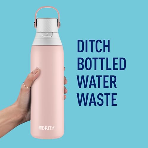 Image of Brita Stainless Steel Premium Filtering Water Bottle, BPA-Free, Reusable, Insulated, Replaces 300 Plastic Water Bottles, Filter Lasts 2 Months or 40 Gallons, Includes 1 Filter, Rose - 20 oz