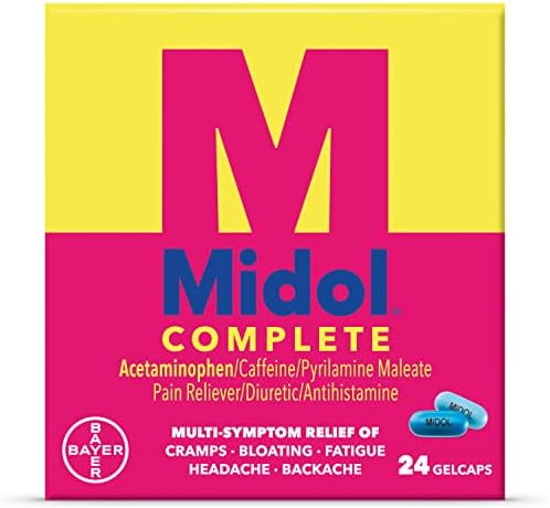 Midol Complete Menstrual Pain Relief Gelcaps with Acetaminophen for Menstrual Symptom Relief - 24 Count (Packaging May Vary)