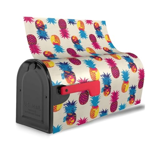Image of Hawaii Tropical Pineapples Mailbox Cover Magnetic Summer Waterproof Mailbox Wraps Post Letter Box Decor 25.5x21 in
