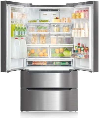 SMETA French Door Refrigerator with Ice Maker for Kitchen 36'' In...