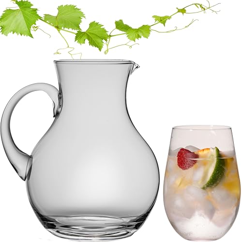 IMPERIAL glass Caraffa in vetro con bicchieri – Caraffa per acqua panciata 2 l e 6 bicchieri da 700 ml in vetro Crystalline 'Havanna'