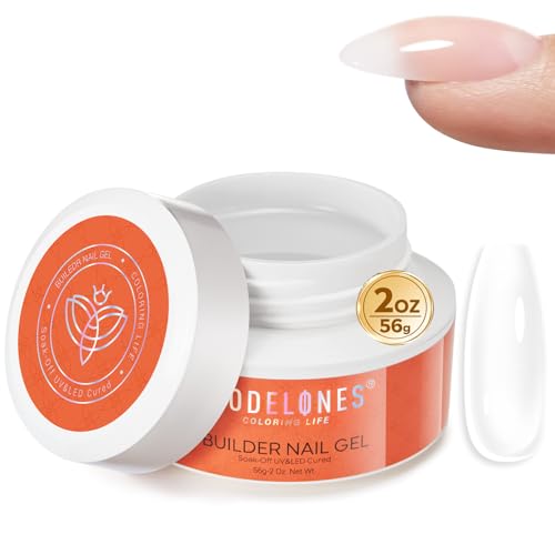 Image of modelones Builder Nail Gel, 10-in-One Builder Clear Hard Gel 2oz, High Thickness for Extension Apex Building Sculpting Overlays Home Salon LED Cured