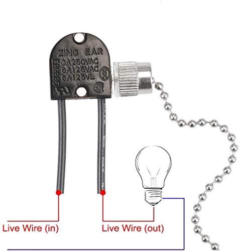 Image of Ceiling Fan Light Switch Zing Ear Pull Chain Switch ZE-109 Fan Light Switch, On-Off Speed with Pull Chain Compatible with Ceiling Light Fans, Lamps and Wall Lights.(Nickel)