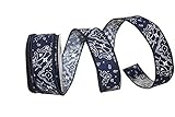 Reliant Ribbon Bandana West Wired Edge Ribbon, 1-3/8 Inch X 10 Yards, Navy