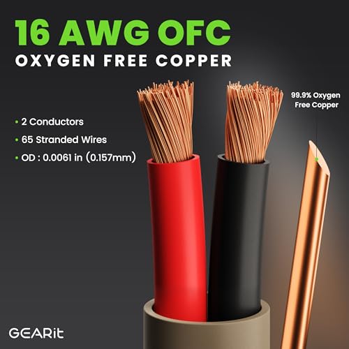 GEARit Outdoor Speaker Wire CL3 Rated, 16 Gauge Speaker Wire, Speaker Cable 100 ft for Outdoor Speakers, Patio, Garden, Backyard Audio, Direct Burial in Ground/in Wall, OFC (Brown, 2-Conductors)