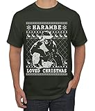 Harambe Loved Christmas Funny Xmas Gorilla Meme Ugly Christmas Sweater Men's T-Shirt, Forest Green, XX-Large