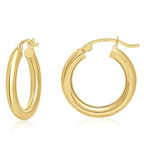 14K Yellow Gold Rounded Hoops