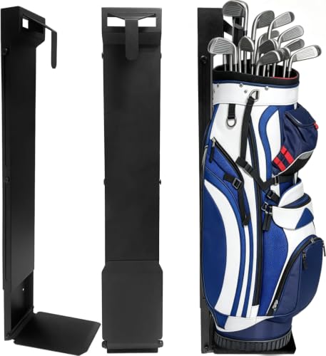 Image of Wall Mount Golf Bag Storage Stand for Golf Bag Rack Black, Adjustable