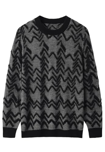 Pull-over vintage homme noir col rond style décontracté ZHILI