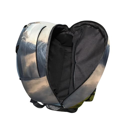 Grey Tornado Lightning Storm Cloud Backpack Laptop Tablet Travel Elementary School Bags with Name Tag for Boys and Girls4