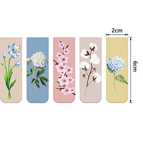 10 Pieces Magnetic Bookmarks Magnet Page Markers Assorted Book Markers Set For Students Reading (Flower Syle, 2.3 X 0.8 Inch) #TOP1