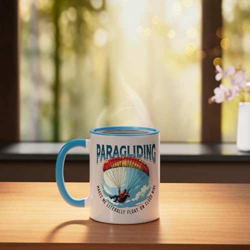 Taza de cerámica temática de parapente azul y blanco miniatura 3