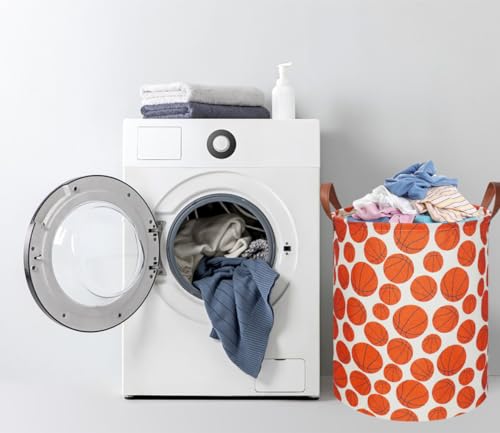 Image of NTAOHAMPER Kids Laundry Hamper,Baseball laundry Basket,Baby Boy Nursery Hamper,Waterproof Storage Bin for Bedroom,Clothes Organizer Basket,Toys Box,Room Decor(Basketball)