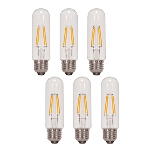 Satco S9892 06 Tubular T10 LED Filament Light Bulb, 5W, 3000K, 6-Pack