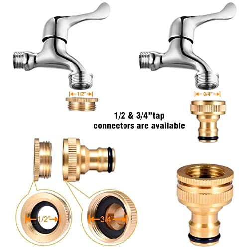 Image of 2-in-1 Universal Tap Connector Set - Brass Quick Release Coupling, Pipe Connector for 3 /4 inch & 1 /2 inch Taps, Universal Faucet Adapter for Garden Hose Pipe Fitting