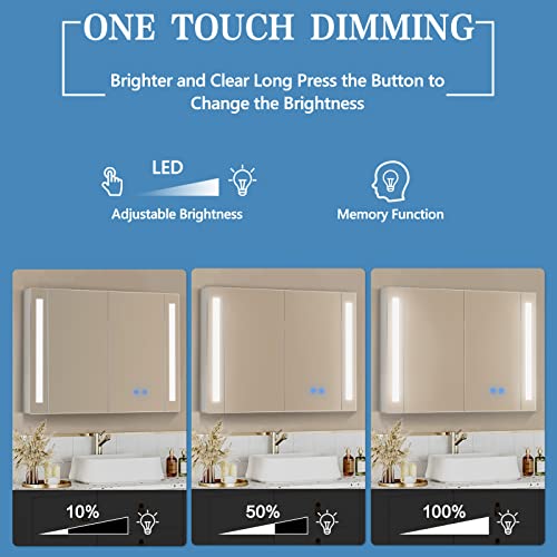 Lalahoo Medicine Cabinets For Bathroom Medicine Cabinet Wall Mounted, Led Dimmable Light, Double Doors Medicine Cabinet With Storage Shelves 22" X 30" #TOP3