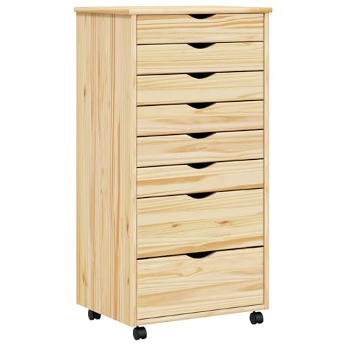 vidaXL Rollcontainer mit Schubladen Moss Klarlack 53 x 39 x 103 cm, Wohnzimmer, rechteckig, modernes Design, langlebige Möbel, Bequeme Sitzmöbel, eleganter Dekor, raumoptimierende Lösungen
