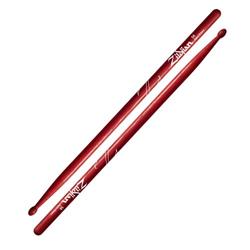 Zildjian 5A Hickory Drumsticks - Wood Tip - Red