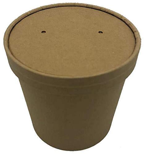 Pack of 500 Paper Soup Containers with Brown Ventilated Lids Disposable Biodegradable to Go Cups Salad Bowl Ice Cream Cups Brown Kraft Cardboard 8 oz