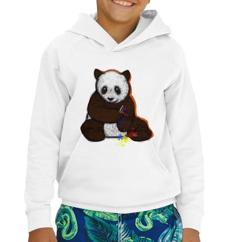Sweat à capuche enfant blanc Baleine Maître Panda hoodie - 2
