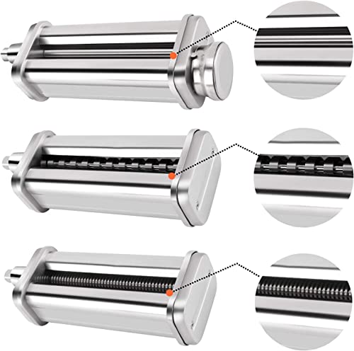 Pasta Attachment for KitchenAid Mixer, Includes Pasta Sheet Roller, Spaghetti Cutter, Fettuccine Cutter,3Pcs Pasta Maker for Kitchenaid Pasta Attachment