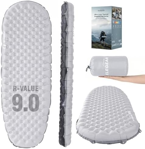Elegear 9R-Value Sleeping Pad for Camping, 4" Thick Inflatable Ca...