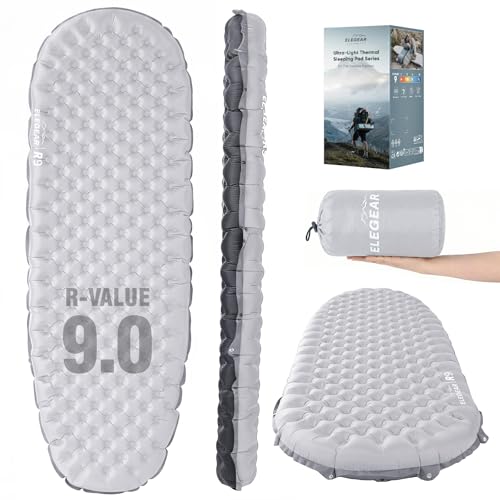 Elegear CumbreX™ Sleeping Pad for Camping with 9 R-Value, 4” Thick Ultralight Camping Sleeping Mat for All Seasons, Insulated Backpacking sleeping pad, Durable Camping Mattress for Outdoor Hiking Tent