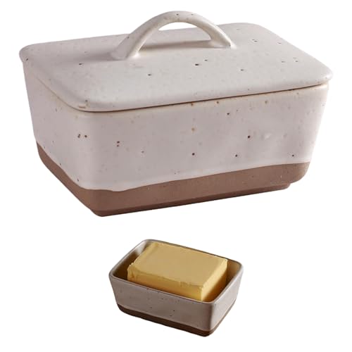 Butterdose Keramik mit Deckel und Griff, 350ml Butterbox,...