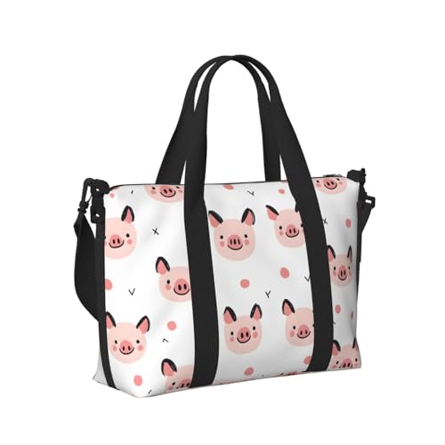 Laptop Tote Bag for Women Work - Cute Pig Print Weekender Overnight Bags for Women Travel, Gym Duffle Bag for Men, Personal Item Crossbody Travel Bags for Men Carry On