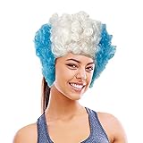  KUANG Peluca Afro Blanca Azul,Pelucas rizadas de la Copa del Mundo Fan-Wig - Pelucas Afro para Hombres y Mujeres Negras, Peluca rizada Azul Blanca para niños, Mujeres Adultas, Disfraz de Princesa