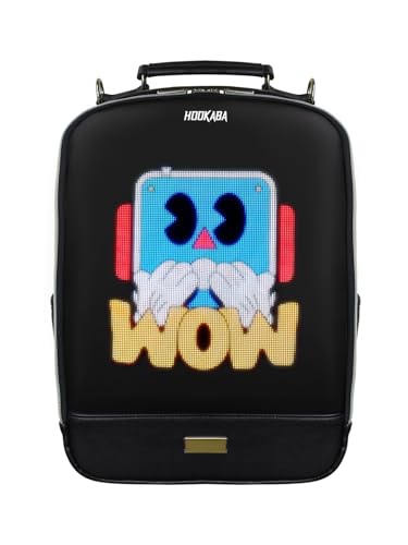 Image of Hookaba Bold Elite LED Backpack - 21L Smart Backpack with 64x64 Pixel Removable LED Screen, IPX5 Water Resistant, Fits 15″ Laptop, App-Controlled Animations