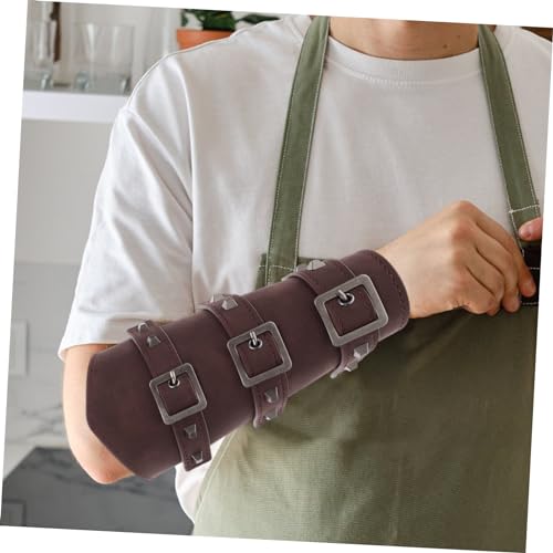 BESPORTBLE 1set Medieval Arm Guards Mens Viking Belt Wristband Set Costume Accessories Brown2