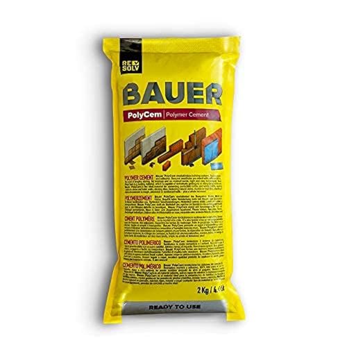 Bauer Instant Polymer Cement - Ready-to-Use Alternative to Mortar & Adhesives - Versatile Concrete & Stone Tile Crack Repair & Brick Repair Convenient Durable & Easy to Store - 2kg