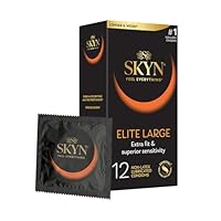 SKYN Elite Large Non-Latex Lubricated Condoms, 12 Count, Comfortable and  Smooth Lubricated Condoms, Triple Tested (Pack of 1)