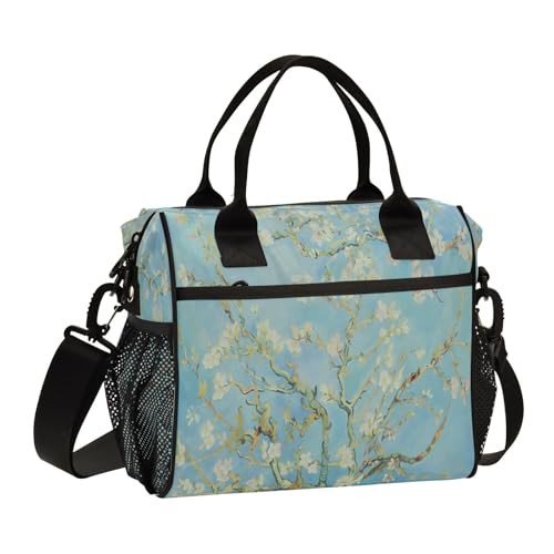 Lunch Bag Insulated Lunch Box Large Lunch Tote Bag Leakproof Lunch Cooler Bag Van Gogh Almond Blossom for Men Women