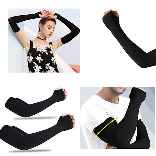 PeiDog 4 works UV Sun Protection Arm Sleeves for Men Women,Cooling Arm Cover for Fishing Running Baseball Golf (Black, White - Image 4