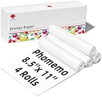 Phomemo M832 Papier thermique 8.5" x 11", 4 Rouleaux US Lettre papier thermo-imprimante, papier à rouleau thermique rapide compatible M832D M832 M834 M835 A285M Imprimante portable