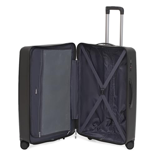 Image of SWISS MILITARY Maze 75CM Hard Trolley Bag, 106L Large Polypropylene Luggage, TSA Lock, 360 Dual Wheels, Anti-Theft Zipper, Branded Interior, Strong Handle, Long Trip Travel Suitcase, 5-Year Warranty