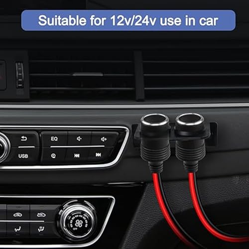 Image of KEBILSOP 3 Pcs 18AWG Female Car Cigarette Lighter Socket with Bare Wire Open End Cable,1FT 12 /24V Car Charger Power Cigarette Lighter Female Socket Replacement Cable for Equipment Within 120W