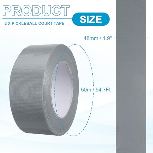 Image of PATIKIL Pickleball Court Tape 2 in x 55 Yard (164 Ft), 2 Pack Waterproof Outdoor Court Line Tape Floor Marking Tool Matte for Gym Driveway Backyard, Silver