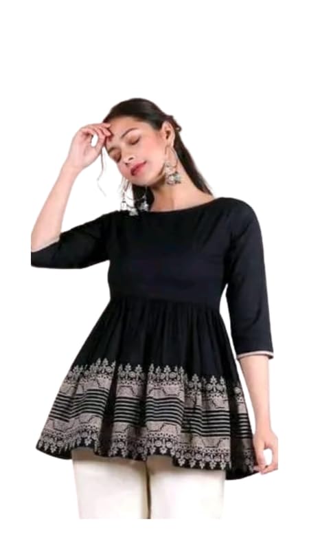 AJEERA Rayon Embroidered Peplum Top for Women | Ethnic Flared Kurti | Round Neck Stylish Casual Office Wear Short Kurti | ... - Review, Price and Buying Guide