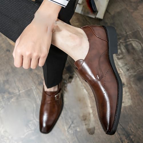 Dress Oxford Shoes for Men Slip On Burnished Toe Monk Italian Dress Shoes Men Wedding Shoes Casual Loafer Designer Flat Shoes Non Slip Anti-Slip Walking2