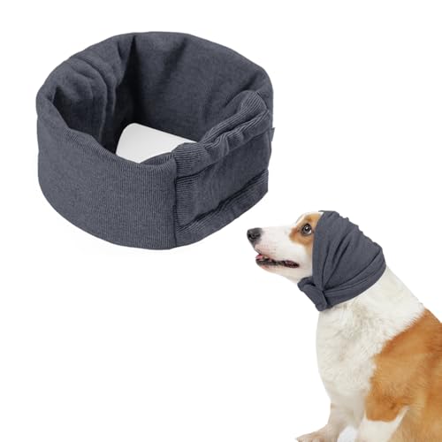 Dog Snood Ear Protectors Comfort Pet Ear Muffs Noise Protection Calming Hood Dog Neck and Ears Warmer Ear Covers for Anxiety Relief and Calming (Gray, S)