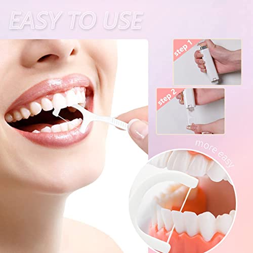 2Pcs Portable Floss Dispenser, 2023 New-Upgrade Travel Floss Case, With 12 Counts Dental Flossers Sticks (White+Pink) #TOP2