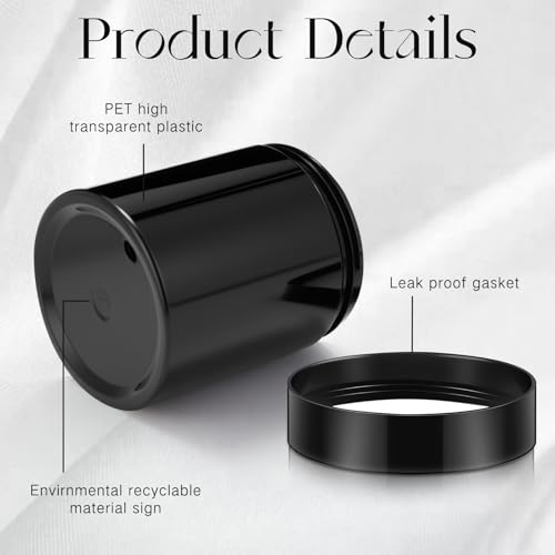 Image of Patelai 4 Pieces Round Wide-mouth Leak Proof Plastic Container Jars with Lids for Travel Storage Makeup Beauty Products Face Creams Oils Salves Ointments DIY Making(8 Ounce,Pure Black)