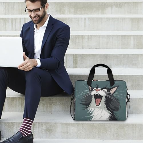 Maletín para laptop 15.6'' con diseño de gato y asas miniatura 3