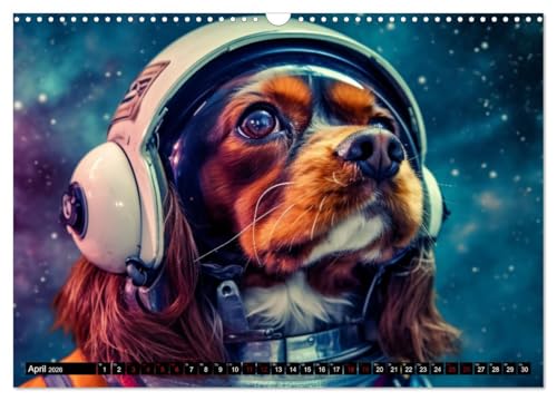 Hunde im Weltall (Wandkalender 2026 DIN A3 quer), CALVENDO Monatskalender: Hunde im All: Eine kosmische Reise der Niedlichkeit. (CALVENDO Wissenschaft)