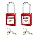 QWORK Red Lockout Tagout Safety Padlock, 2 Padlocks with 4 Keys (Red, 2 Pack)