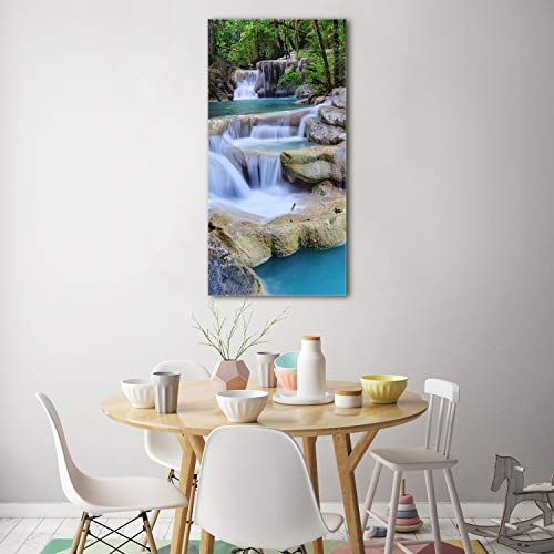 Chute d'eau en Thaïlande tableau mural bleu acrylique 140 cm - 4