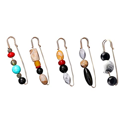 Lot de 5 clips d'écharpe de chandail,Broche vintage pour femme broche perle broche perle broche pour femme fille vêtements décoration épingle de sécurité cardigan robe accessoires de décoration Cover
